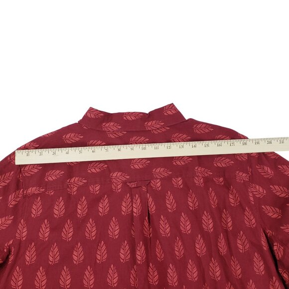 Duluth Trading Hemp Organic Maroon Pink Feather Button Down Women Shirt 2X NWOT - Picture 9 of 10